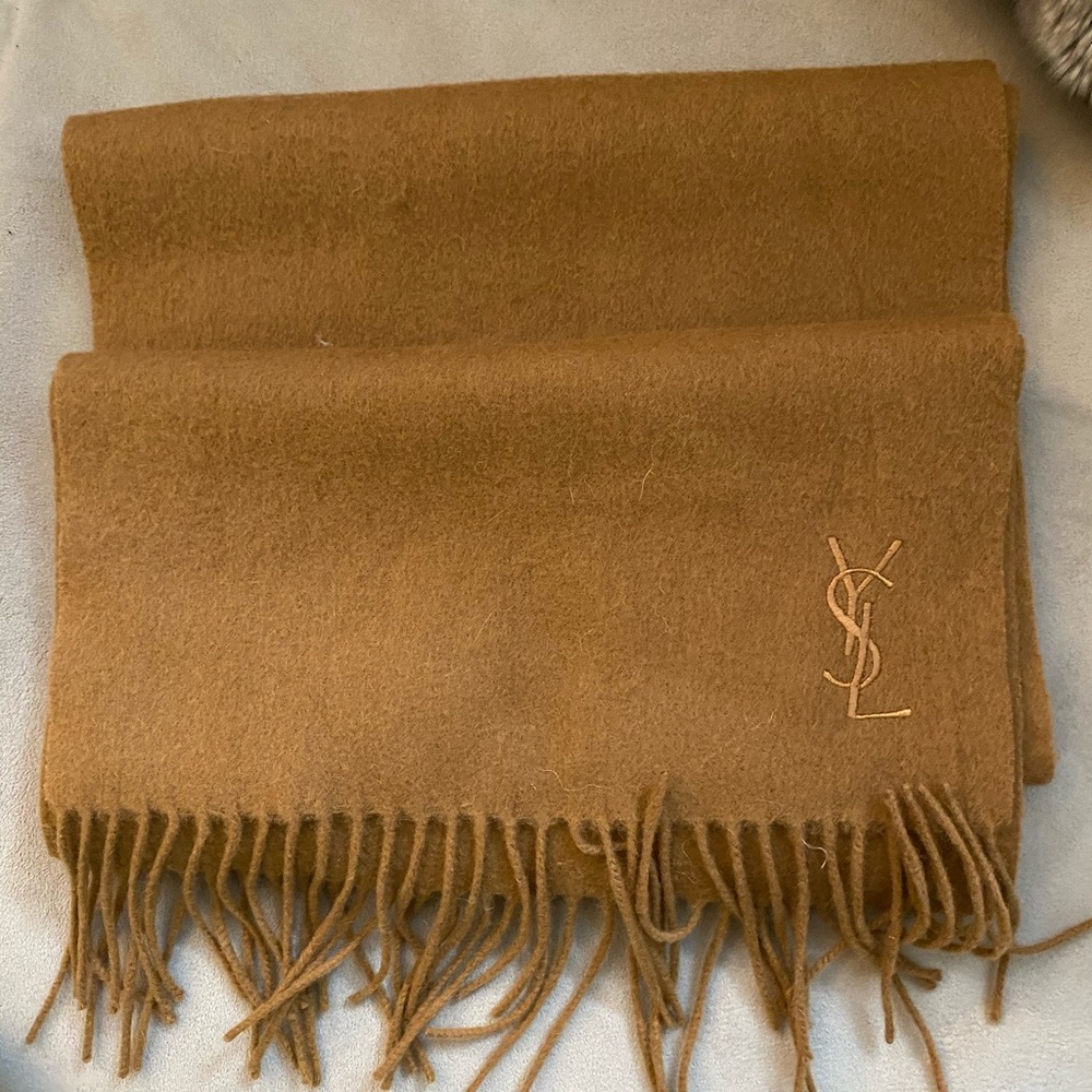Saint Laurent Brown Cashmere Scarf